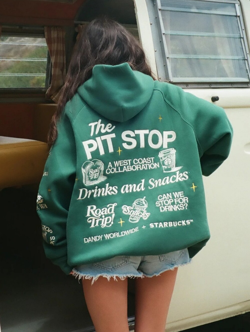 Starbucks Green Graphic Hoodie with White Prints - Picture 2 of 8